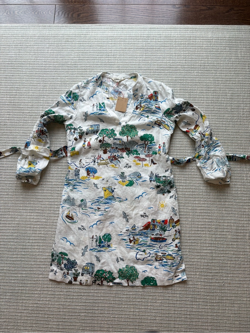 Boden linen dress NWT US 8 Cleo linen Amalfi Italy print - Picture 3 of 9